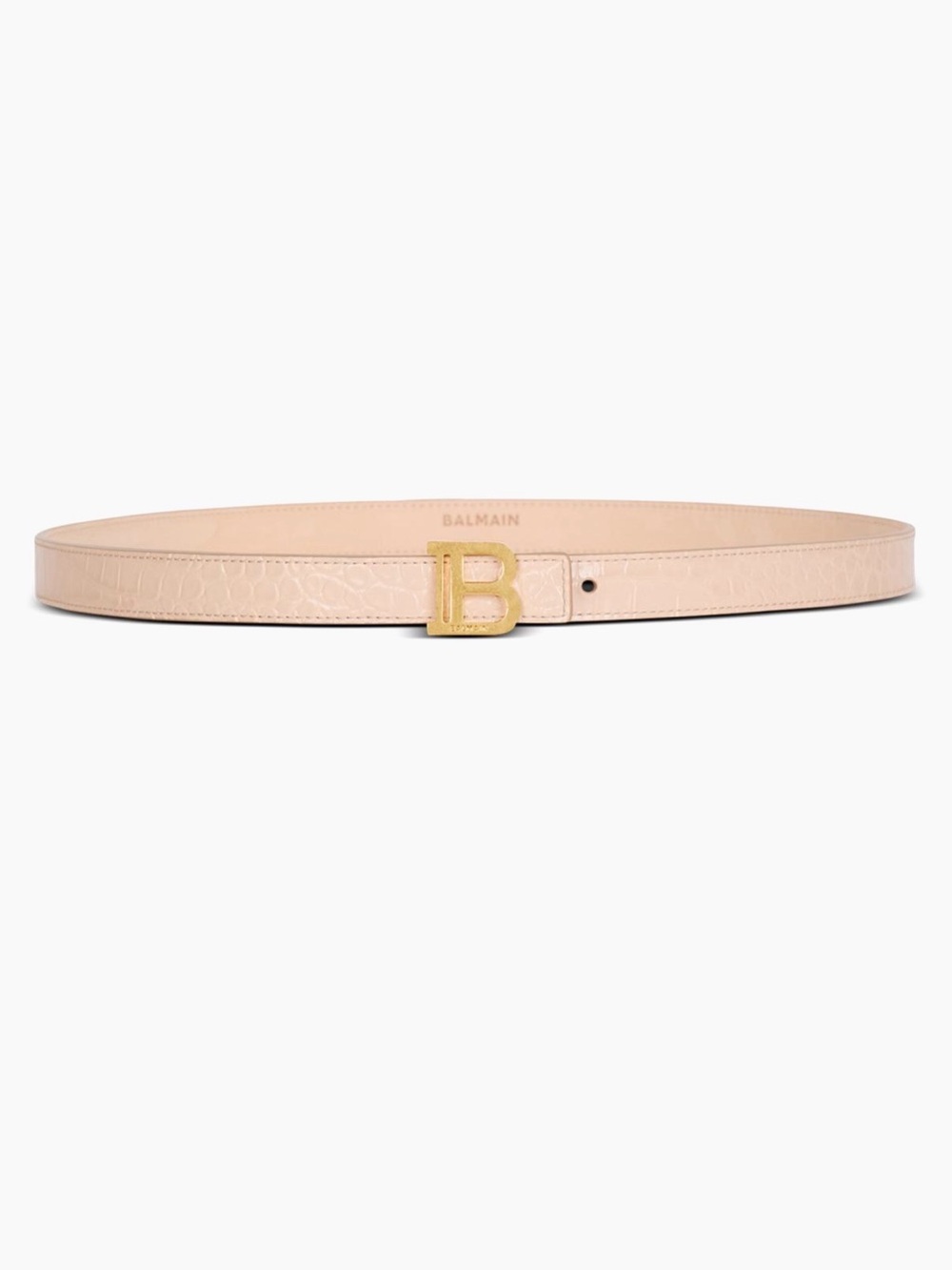 Balmain Crocodile Embossed Leather Belt In Beige XS X-Small 70(28”)